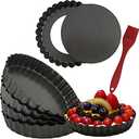 DATANYA 6 Pack 5 Inch Mini Tart Pans with Removable Bottom Round Nonstick Quiche Pan, Heavy Duty Fluted Side Pie Tart Molds for Tartlets, Mousse Cakes, Dessert Baking