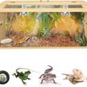 34 Gallon Bearded Dragon Tank, Lockable Reptile Terrarium Tank, Large Snake Enclosure, Lizard, Leopard Gecko Tank with Openable Roof Door, (Wooden, 32" L x 16" W x 16" H)