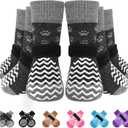 EXPAWLORER 6Pcs Anti Slip Dog Socks to Prevent Licking Paws, Dog Shoes for Hot Pavement Double Sides Dog Boots & Paw Protectors Booties for Hardwood Floors with Grippers Small Medium Large Senior Dogs XL