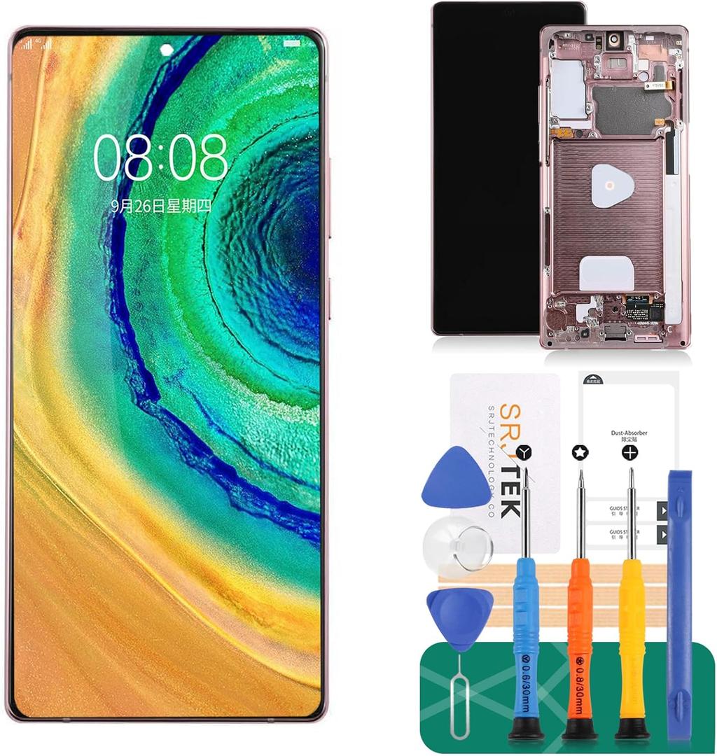 OLED for Samsung Note 20 Screen Replacement for Samsung Galaxy Note 20 5G/4G LCD Digitizer Repair for SM-N981U Screen Replacement Touch Display Assembly with Frame SM-N980F(with Fingerprint) (Bronze)