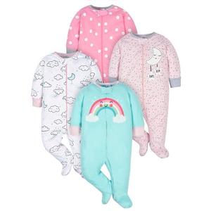 Gerber Baby Girls 4 Pack Sleep 'N Play Footie, Cloudy, Preemie