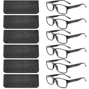 BLS BLUES Reading Glasses for Women/Men Blue Light Blocking, Fashion Readers Anti Eye Strain/Migraine Eyeglasses 6 Packs/Case (*Mix2)