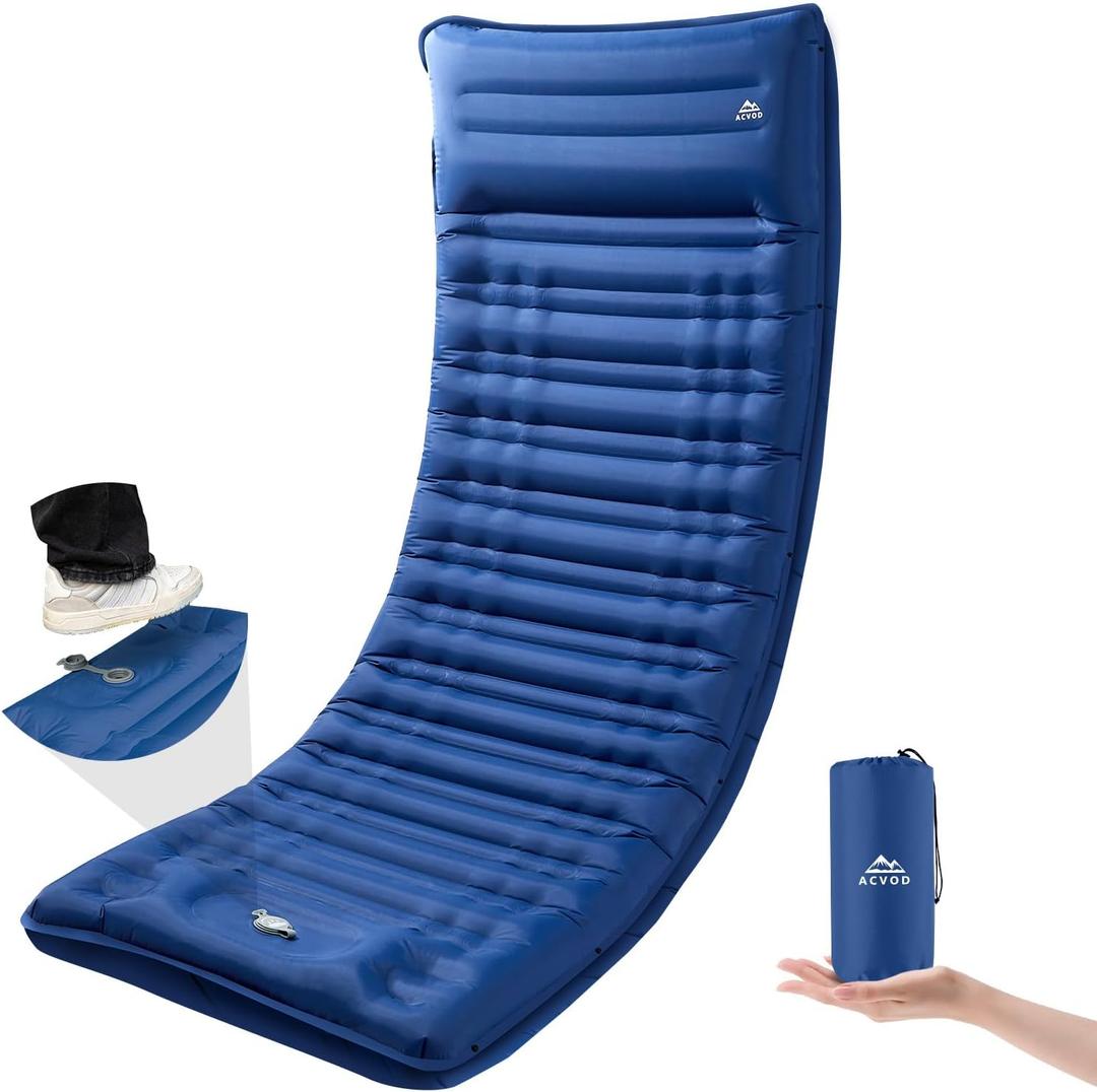 Camping Sleeping Pad, Extra Thickness 4.7 Inch Inflatable Sleeping Mat Ultralight Waterproof Camping Mat with Built in Pump Air Mattress for Backpacking, Hiking, Tent, Travel (Single, Navblue)