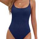 BMJL One Piece Swimsuit Women Scoop Neck Slimming Bathing Suits Long Torso Swimsuits Cheeky Swimwear (Small, Dark Blue95)