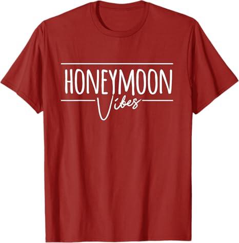 Honeymoon Vibes for New Brides Wedding T-Shirt (Red, M)