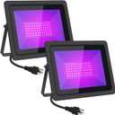 Black Lights 100W LED Black Purple Lights Flood Light with Plug(6ft Cable) for Blacklight Party, Stage Lighting, Aquarium, Body Paint, Fluorescent Poster, Neon Glow in The Dark Night