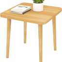 Funecy Square End Table Low Table with 4 Solid Wood Sturdy Legs,Floor Table Desk for Sitting on The Floor,20"(L) x 20"(W) x 20"(H),Living Room/Toy Room Furniture,Rental House Furniture(Natural)