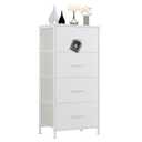 4 Drawer Dresser Fabric Storage Cabinet with Wood Top Steel Frame, Chest of Drawers Organizer for Bedroom Closet Office,White