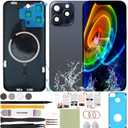 Back Cover Replacement Compatible with iPhone 15 Pro All Carriers 6.1" + Pre-Installed Plate and Camera Frame + Professional Tools (Blue)