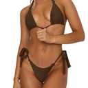 OWICA Bikini Sets for Women Two Piece Swimsuit for Women Tie Knot Adjustable Cute Triangle Bikini Tops Sexy Cheeky Bottom Bathing Suits Swimwear Brown, M