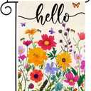 Hello Spring Garden Flag Flowers 12x18 Inch Double Sided Outside Flowers Outdoor Seasonal Holiday Welcome Yard Porch Decoration