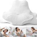 Cervical Neck Pillows&Reading Pillow for Bed Rest Lying,Book Leaning Wedge and Prone, Ergonomic Memory Foam Bed Wedge Pillow for Headboard, Chin & Back Support Pillows on Bedrest CouchWhite