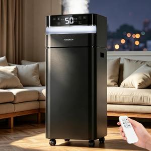 YOKEKON Humidifier Large Room 5.8Gal/22L, Cool Mist Humidifiers for Home
Flame & Night Light, 2500 sq.ft. Whole House Humidifiers for Bedroom Top Fill, Extension Tube, Plants, Kids, Adults, Black