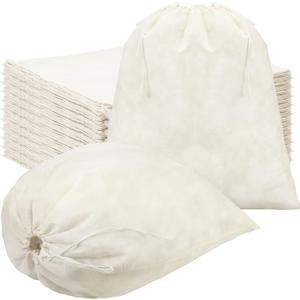 Tatuo 50 Pcs 18 x 20 Inches Cotton Bags with Drawstring Large Reusable Produce Bags Linen Empty Storage Pouches Canvas Fabric Sachet for Cloth Bread Food Storage