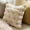 GIGIZAZA Halloween Decorative Pillow Covers 20x20, Beige Pumpkin Set of 2 Fall Throw Pillows Cute Covers for Couch Living Room Faux Fur Farmhouse Cushions Pillow Cases