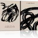 2 Framed Simple Black and White Canvas Wall Art Abstract Prints Modern Gallery Style Posters for Bedroom Living Room Bathroom Office Canvas Decor 24x16 Inch