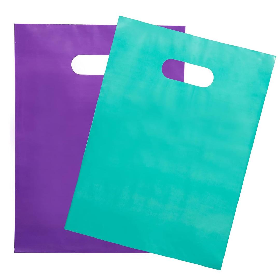 200 Teal and Purple Merchandise Bags 2Mil Extra Thick 12"x15" Glossy Plastic Retail Bags Suitable For Small Business And Boutique