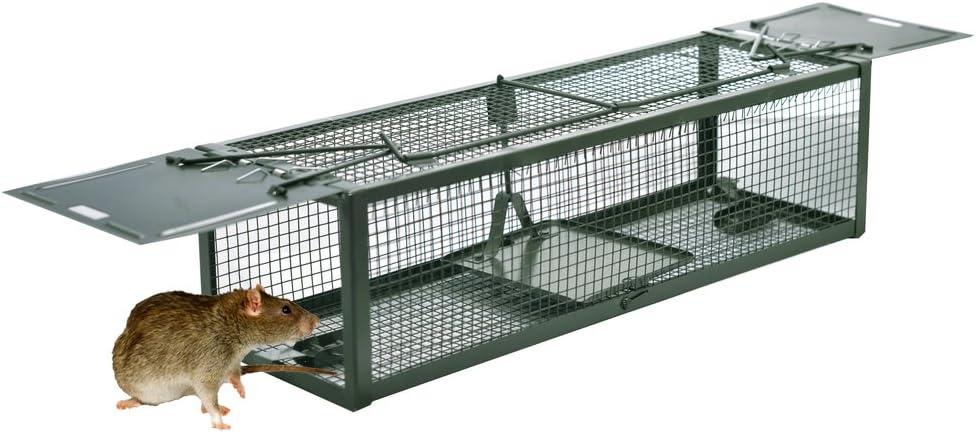 Humane Animal Live Cage Rat Cage Trap with 2 Doors for Mice Hamsters Chipmunks Rodents Gopher Control 15.2"x4.9"x4.2".
