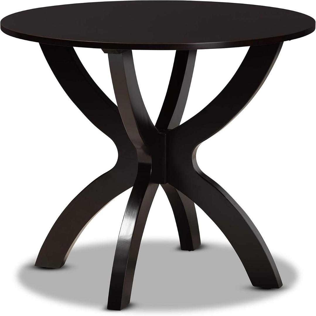 Baxton Studio Tilde Modern and Contemporary Dark Brown Finished 35-Inch-Wide Round Wood Dining Table 35.4"D x 35.4"W x 29.9"H