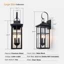 MIDLMJCOI Outdoor Wall Sconce Porch Lights Fixture Exterior | Black, 24.6” Large Outside Wall Lantern, Clear Glass, Water Proof House,Garage, Patio Lighting,1 Pack