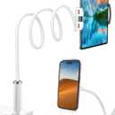 Niumowa Gooseneck Tablet Holder - Flexible Stand, Tablet Holder,Cell Phone Holder,Cell Stand, Flexible Adjustable Arm in Bed for/Mobile Phone/Switch/etc, 98 cm Total Length (White)