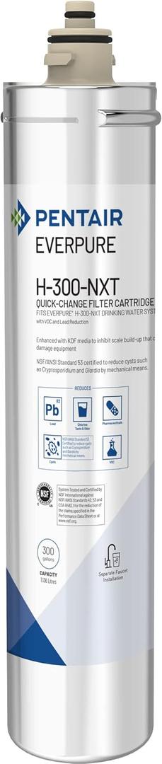 Pentair Everpure H-300-NXT Quick-Change Filter Cartridge, EV927441, for Use in Everpure H-300-NXT Drinking Water Systems, 300 Gallon Capacity, 0.5 Micron