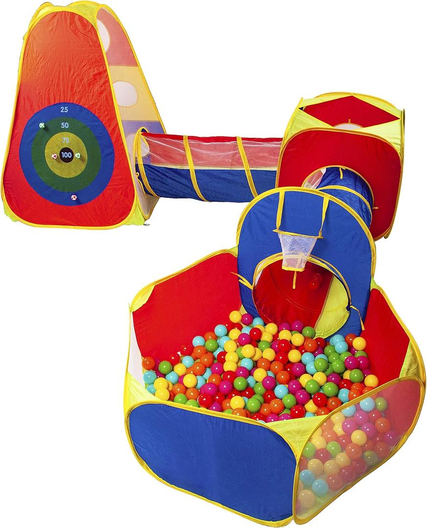 BalanceFrom 5-Piece Ball Pit Tents and Tunnels, Toddler Jungle Gym Play Tent with Play Crawl Tunnel, Pit Balls NOT Included, Multiple