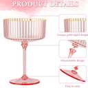 24 PCS Ribbed Coupe Glasses Pink Plastic Champagne Coupe Cup 10oz Detachable Gold Rim Espresso Martini Glass Vintage Margarita Glassware Cocktail Glass for Wedding Bachelorette Party