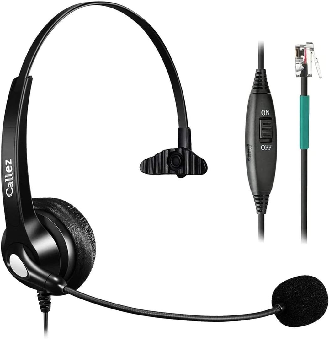 RJ9 Phone Headset Office Telephone Headset with Microphone Noise Cancelling for Polycom VoIP VVX311 VVX411 VVX310 VVX410 VVX300 VVX400 VVX401 VVX501 335 ShoreTel 230 NEC Allworx Landline Deskphones
