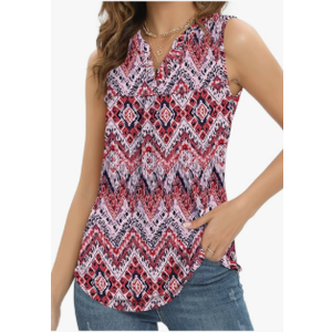 Summer Tops Sleeveless V Neck Dressy Business Casual Shirts Women's Loose Fit Blouses Flowy Cute Tank Tops Tunics for Women, Red, XXL