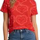 Women Tie Dye Shirts Summer Heart Graphic Short Sleeve Cute Casual Crewneck Lover Gift Tops, Small