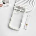 NITITOP Compatible with iPhone 12 Pro Max Case with Wrist Strap Kickstand Clear Cute Wave Wavy Frame for Women Girls Two-in-one Back Shockproof Protective Phone Cover - White
