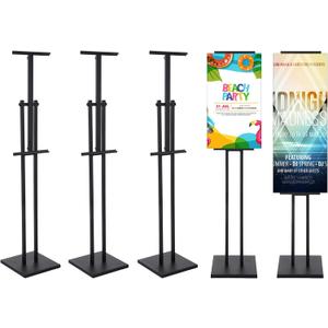 Honoson 5 Pcs Poster Display Stand, Adjustable Sign Stand up to 60 Inch, Quality Metal Poster Holder, Banner Sign Stand with Non Slip Mat Base Business Poster Holder for Board Foam Display