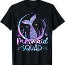 Mermaid Birthday Squad Party Girls Women Mermaid T-Shirt, L 