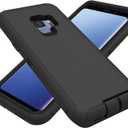for Samsung Galaxy S9 Case, Heavy Duty Protective Case Dustproof Shockproof Drop Protection, 3 in 1 Rugged Cover for Samsung Galaxy S9 (Black, S9)