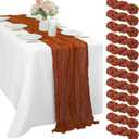 12 Pcs Cheesecloth Table Runner 10FT Terracotta Runner for Tables Gauze Fabric 35 x 120 Inches Long Boho Table Runner Decor Rustic Sheer Runner for Wedding Birthday Bridal Shower Party (Terracotta)