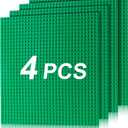 Husfunov 4 Pack Classic Baseplates, Building Plates for Building Bricks, Compatible with All Major Brands and Activity Table-Baseplate 10" x 10", Age 3 and up, Green