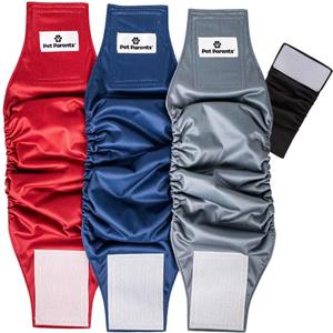 Pet Parents Washable Belly Bands for Male Dogs (3pack) + Extendrs of Durable Dog Diapers Male, Premium Male Dog Diapers & Dog Wraps (Large, Kingsmen) (Large (20-25"))