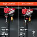 VEVOR Electric Hoist with Remote Control, 1320LBS Electric Winch, 110V Electric Hoist with 14ft Wired Control for Lifting in Factories, Warehouses, Construction Site, Attic