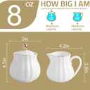 Sweejar Royal Ceramic Sugar and Creamer Set, 3 Piece Set with Cream Pitcher, Sugar Bowl, Sugar Set with Lid & Spoon, Coffee Serving Set Wedding Gift(White)