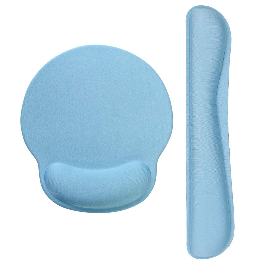 AORTDES Ergonomic Keyboard Mouse Pad Wrist Rest Support Set for Laptop/Computer/Desktop,Memory Foam Hand Rest Wrist Cushion for Gaming/Office,Lightweight Comfortable & Pain Relief (Blue)