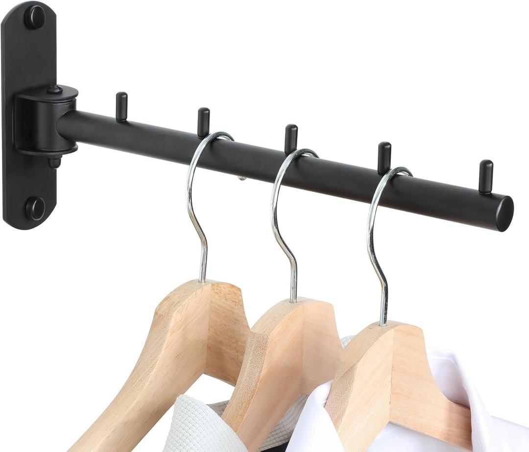 Mooche Swing Clothes Hanger Rack, Garment Racks Folding Clothes Bar Wall Mounted, 180Rotation Laundry Drying Rack 304 Stainless Steel Space Saving for Laundry Room Bedroom Balcony, 9.45" Long