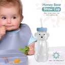 The 730 Project Honey Bear Straw Cup for Babies, 8-oz Honey Bear Cup with Lid, 2-Pack Therapy Learning Honeybear Straw, Baby Bottle Set, Blizzard AQUA