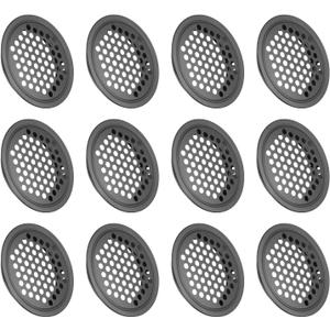 uxcell 12Pcs Air Vents Circular Flat Soffit Vent 50mm/2" Stainless Steel Round Vent Mesh Hole Louver for Bathroom Home, Office, Kitchen, Cabinet, Wardrobe, Black
