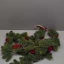 SY Super Bang 6FT Christmas Garland, Artificial Green Garland Christmas Decorations with Velvet Ball Red Berry Exquisite Ornaments, for Indoor Outdoor Home Table Fireplace Xmas Party Holiday Decor