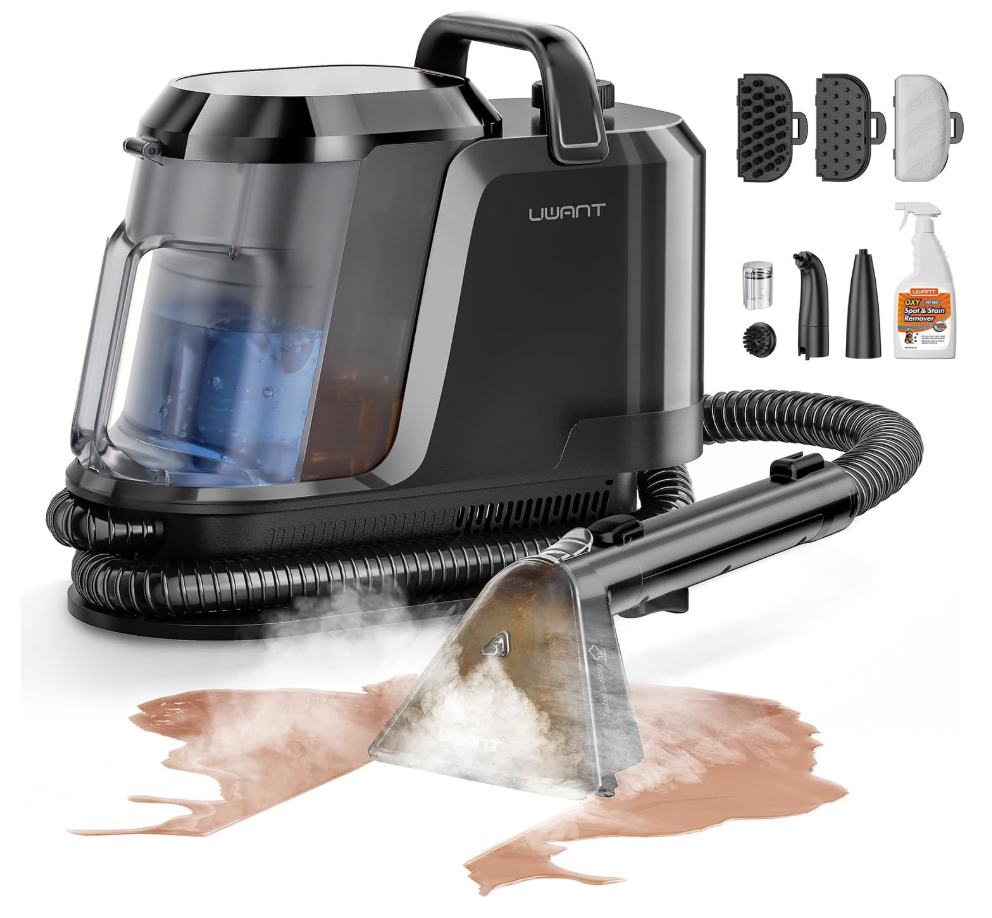 Uwant Carpet Cleaner Machine with Steam&Hot&Cold Water Models 18Kpa Powerful Suction Upholstery Cleaner Machine with Pet Pro Cleaner for Pets, Carpet Steam Cleaner Set of 1
