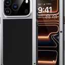 Lanhiem for iPhone 17 Pro Max Metal Case, Heavy Duty Shockproof Tough Rugged Case with Built-in Glass Screen Protector, 360 Full Body DustProof Protective Cover for iPhone 17 Pro Max 6.9", Silver