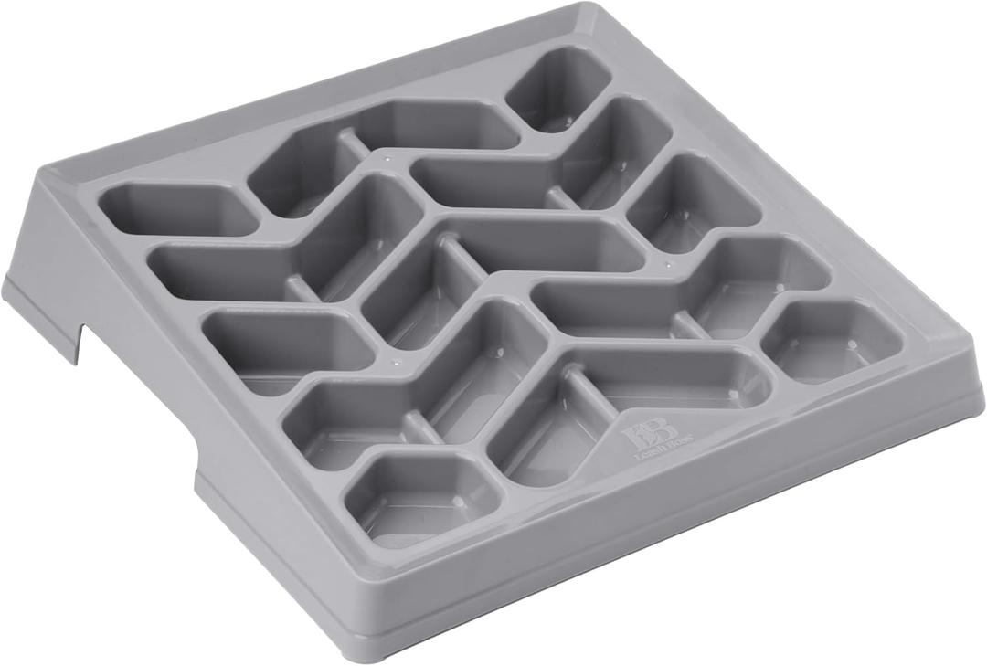 Leash Boss Tilted Slow Feeder Dog Bowl  French Bulldog Slow Feeder - Frenchie Dog Bowl for Flat-Faced, Flat-Nosed French Bulldogs, Pugs, Boston Terriers - Dishwasher Safe (Small/Medium, Gray)