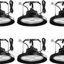 UFO LED Warehouse Light High Bay Dimmable 0-10V with US Plug 4Ft Cable, 200W (Eqv.1000W MH/HPS), 5000K, IP65 Commercial Area Lighting Fixture for Warehouse Workshop Garage Barn, UL Listed(6 Pack)