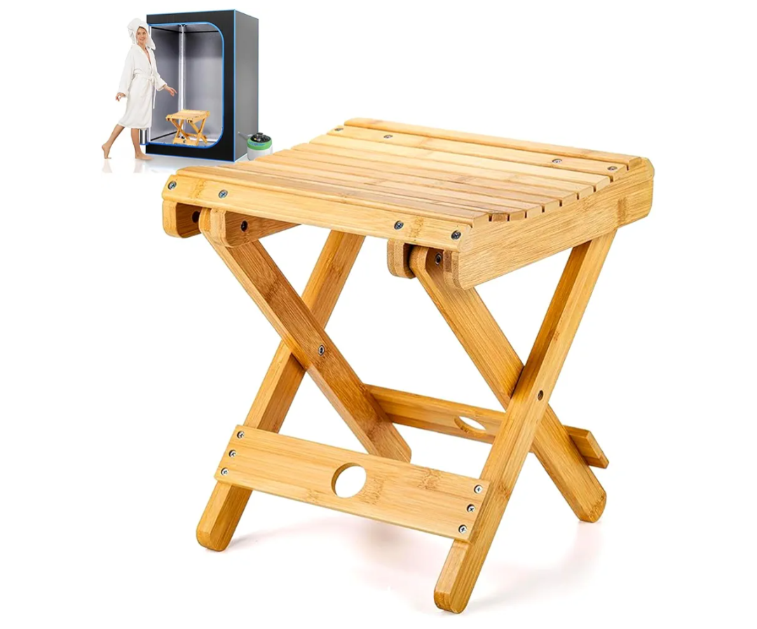 Bamboo Sauna Chair, Portable Steam Sauna Chair Indoor, Steam Sauna Seat, Great for Portable Sauna Box for Home, Steam Sauna Accessories. Outdoor Camping Fishing Beach Chair